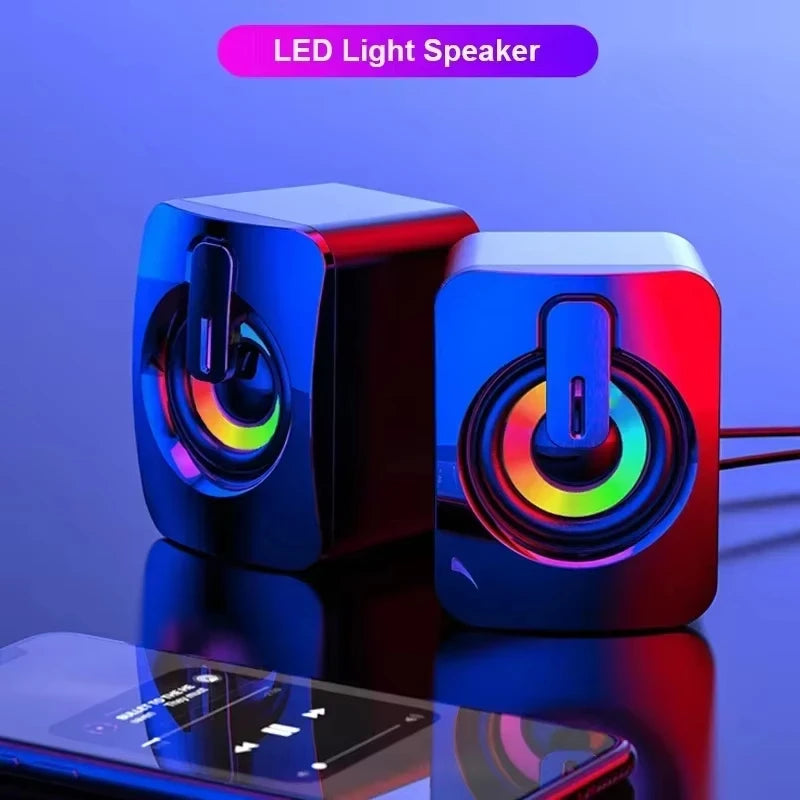 Computer Speakers - PC Sound Box, HIFI Stereo, Microphone, USB Wired, Caixa De Som with LED Light For Desktop Computer