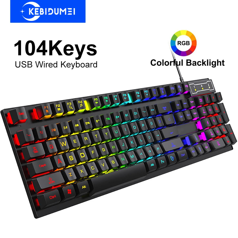 * Gaming Keyboard - 104 Keys, Wired Keyboard, RGB Colorful Gaming Keyboard, Mechanical Feel, Keyboard Standard, Keyboard for Windows, Laptop, Computer