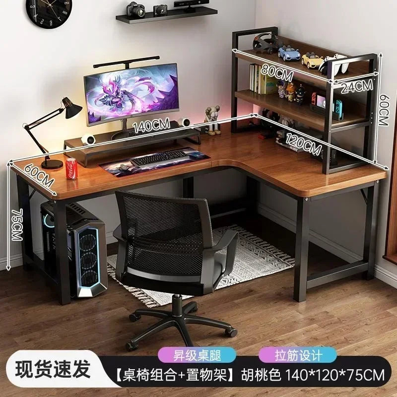Modern Corner Computer Table - Desk, Home, Double Gaming Desk for Office, Designer L-shaped, Office Computer Desk with Bookshelf Furniture