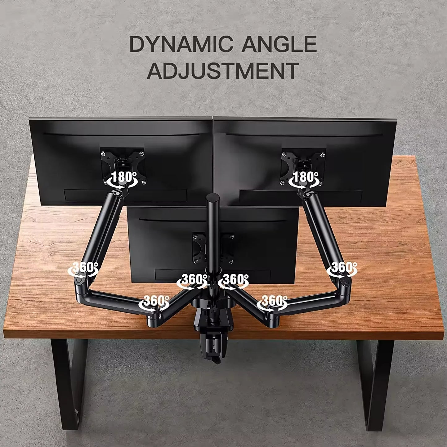 * 3 Monitor Desk Mount for Computer Screens up to 27 Inch - Triple Monitor Arm with Gas Spring, Heavy Duty Monitor Stand