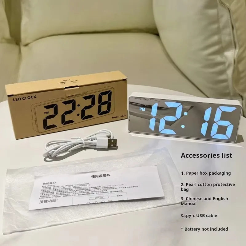 * Tabletop Smart Alarm Clock - Desk LED Colorful Digital Mirror Alarm Clock With Multi Function
