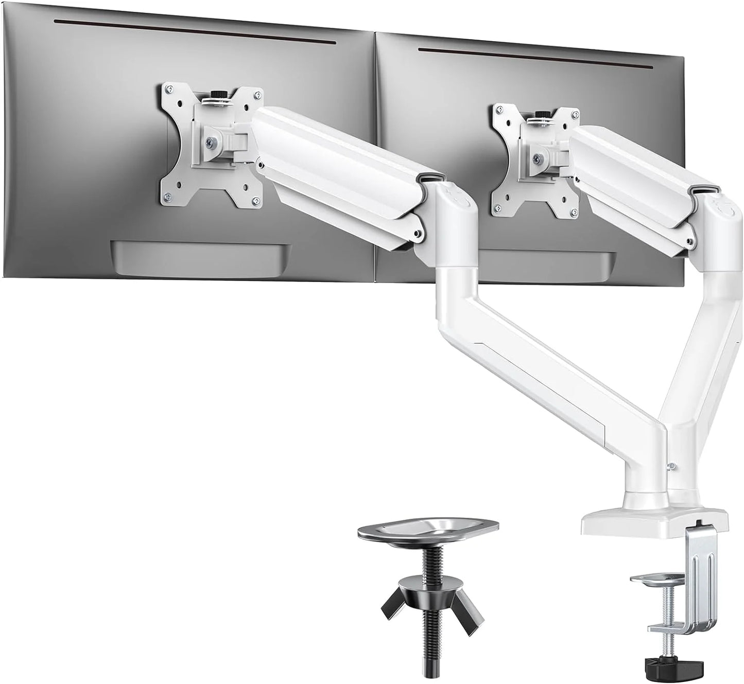 Double Computer Monitor Mount - Monitor Arm Dual Desk Mount Heavy Duty Fully Adjustable Aluminum Alloy Stand Holds 2 Computer Screens 32 Inches Max New Stock