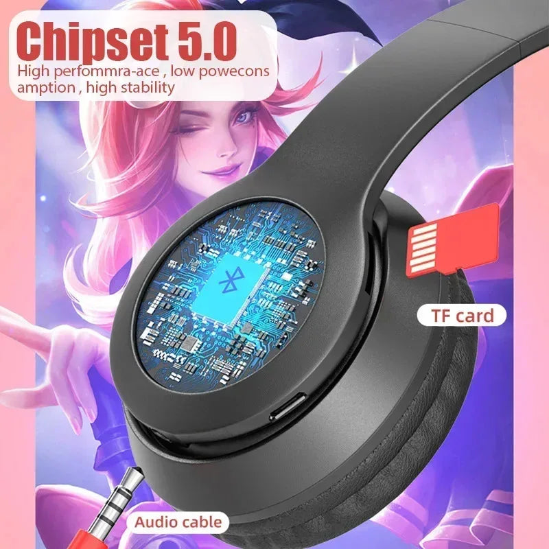 * Glowing Cat Ears Gaming Headset - Hot-Selling P47M Cat Ears, Foldable Stereo Headset, Luminous Design On-Ear Over-Ear Gaming Headphones