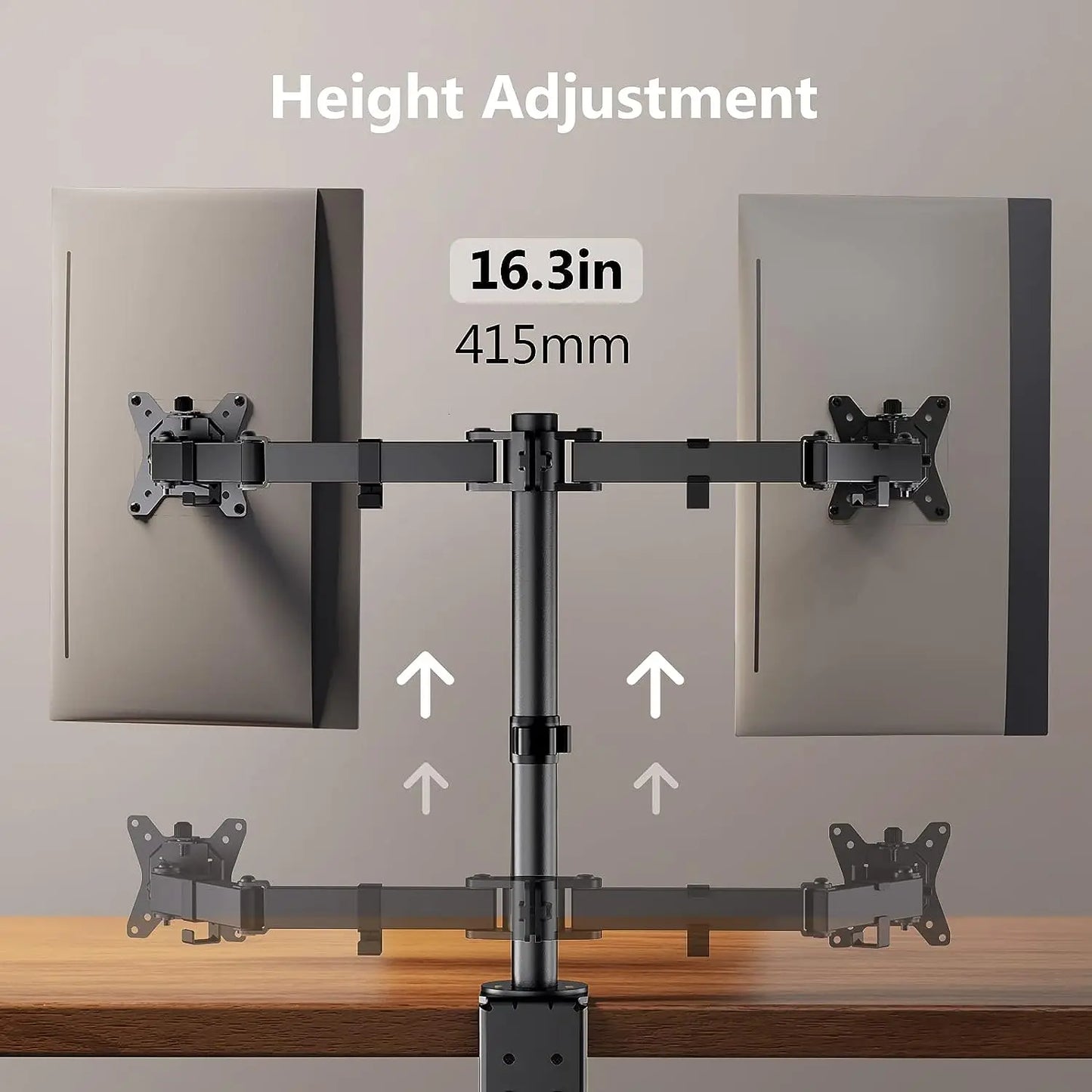 Dual Computer Monitor Desk Mount - Heavy Duty Fully Adjustable Steel Stand, Holds 2 Computer Screens up to 30 Inches and Max 22lbs Each
