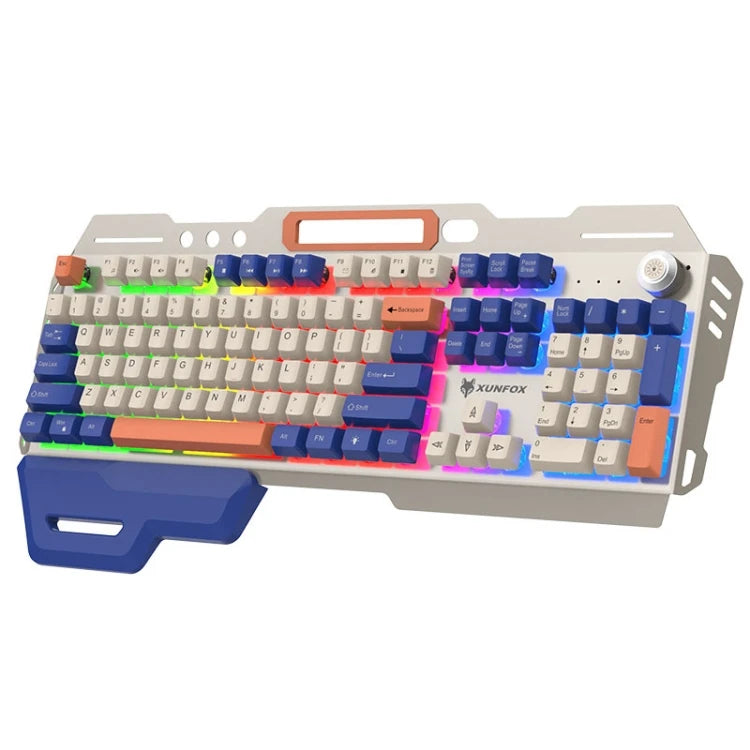 * Metal Keyboard with Phone Holder - XUNSVFOX K90, Mechanical Feeling, Computer Wired Gaming Keyboards with Phone Holder