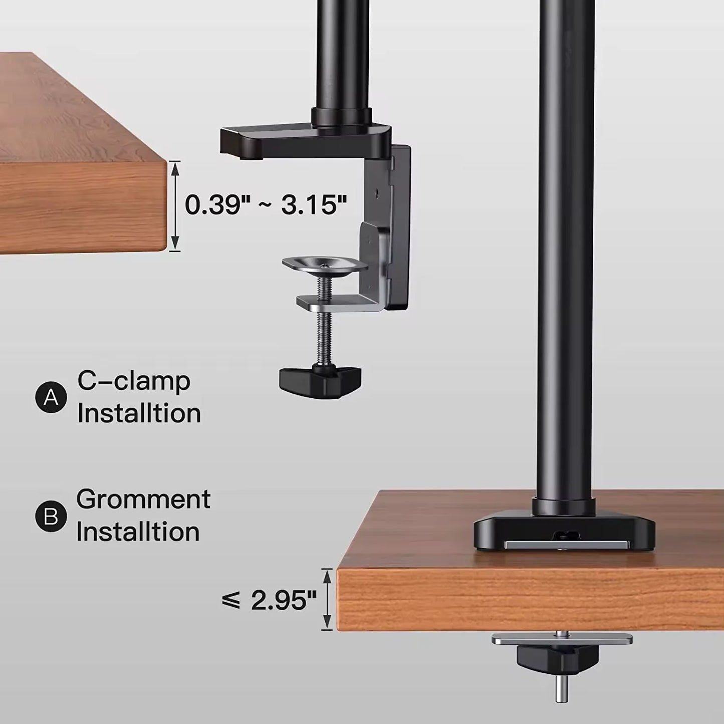 * 3 Monitor Desk Mount for Computer Screens up to 27 Inch - Triple Monitor Arm with Gas Spring, Heavy Duty Monitor Stand