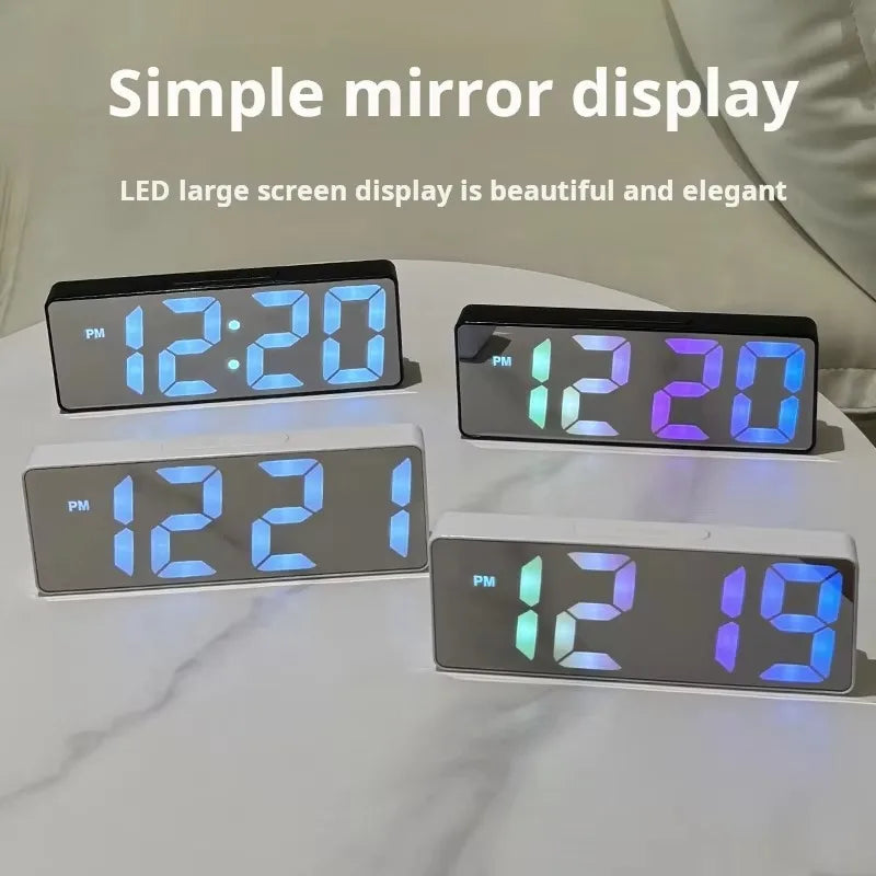 * Tabletop Smart Alarm Clock - Desk LED Colorful Digital Mirror Alarm Clock With Multi Function
