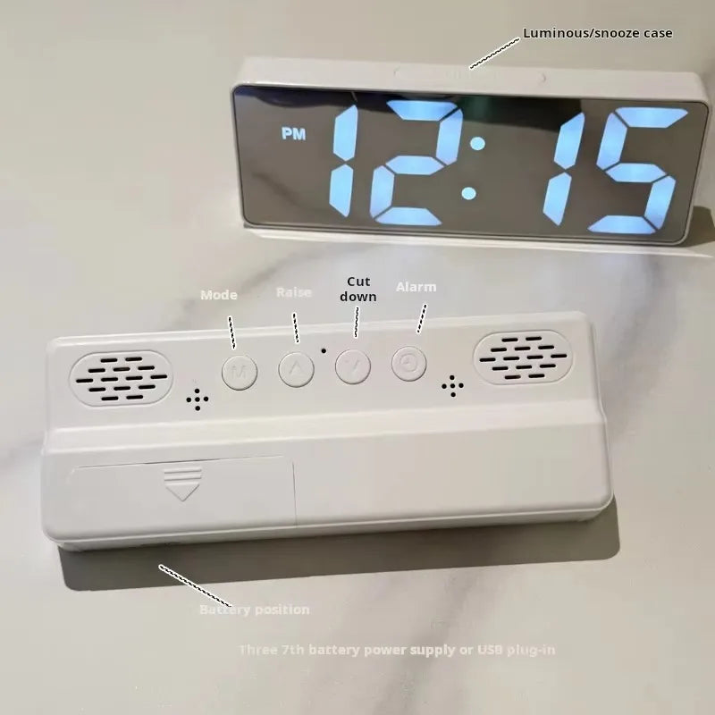 * Tabletop Smart Alarm Clock - Desk LED Colorful Digital Mirror Alarm Clock With Multi Function