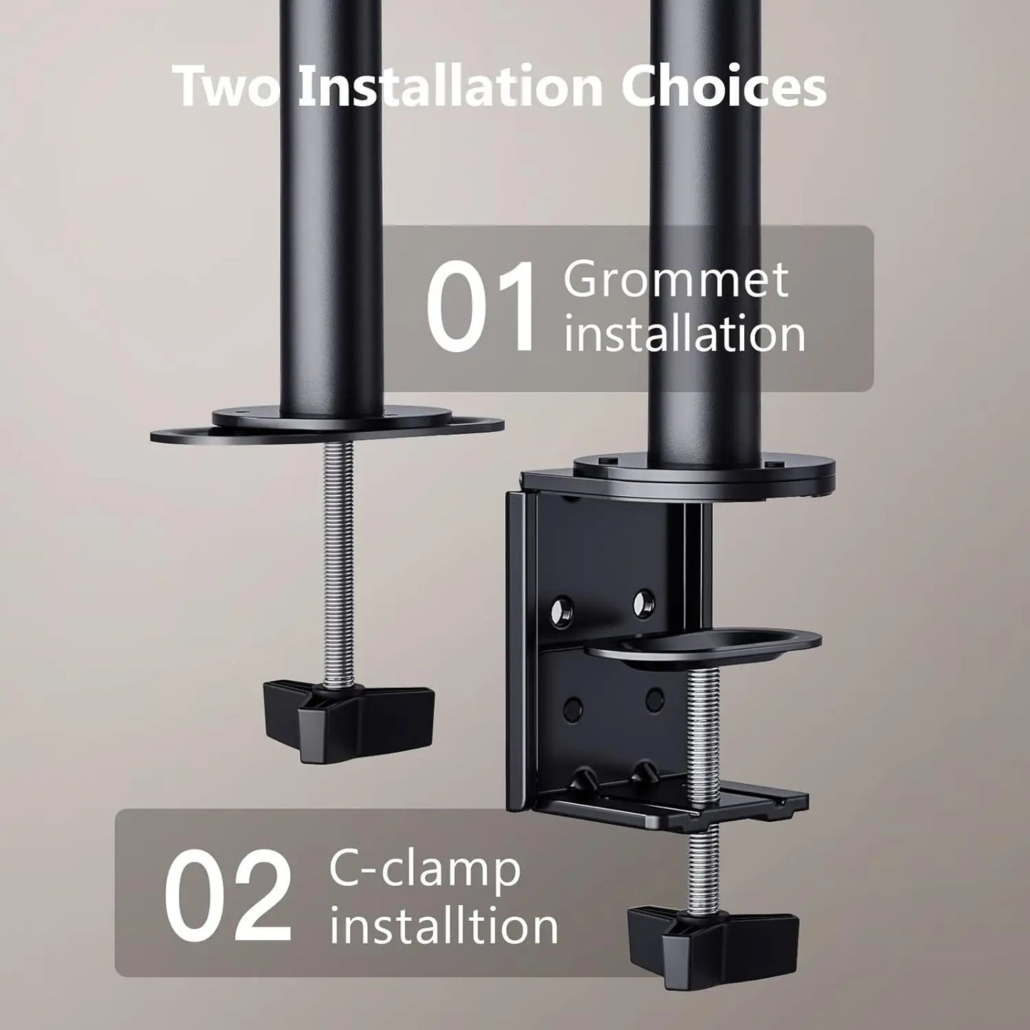 Dual Computer Monitor Desk Mount - Heavy Duty Fully Adjustable Steel Stand, Holds 2 Computer Screens up to 30 Inches and Max 22lbs Each