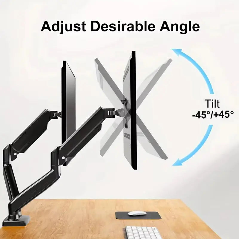 Double Computer Monitor Mount - Monitor Arm Dual Desk Mount Heavy Duty Fully Adjustable Aluminum Alloy Stand Holds 2 Computer Screens 32 Inches Max New Stock