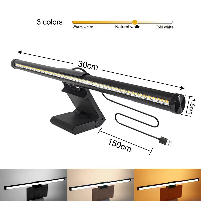 Computer Monitor Light - Screen Hanging Light 30CM CCT Touch Dimmable Monitor Notebook Computer LED Monitor Light for Computer Study LED Table Lamp