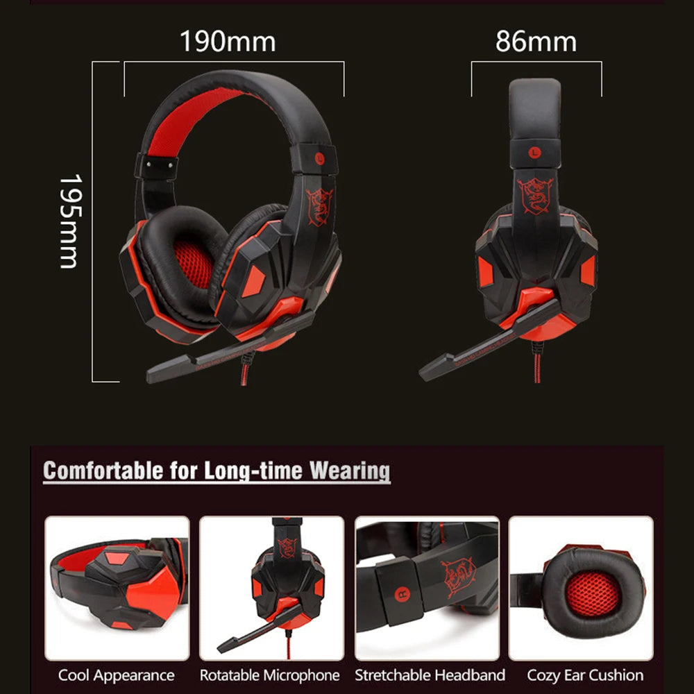 * Gaming Headphones with Microphone - Over-Ear Gaming Headsets, 3.5mm Wired Headphones, Music, Stereo Earphones With Adjustable Microphone For PS4, PS5, Laptop, Computer, PC