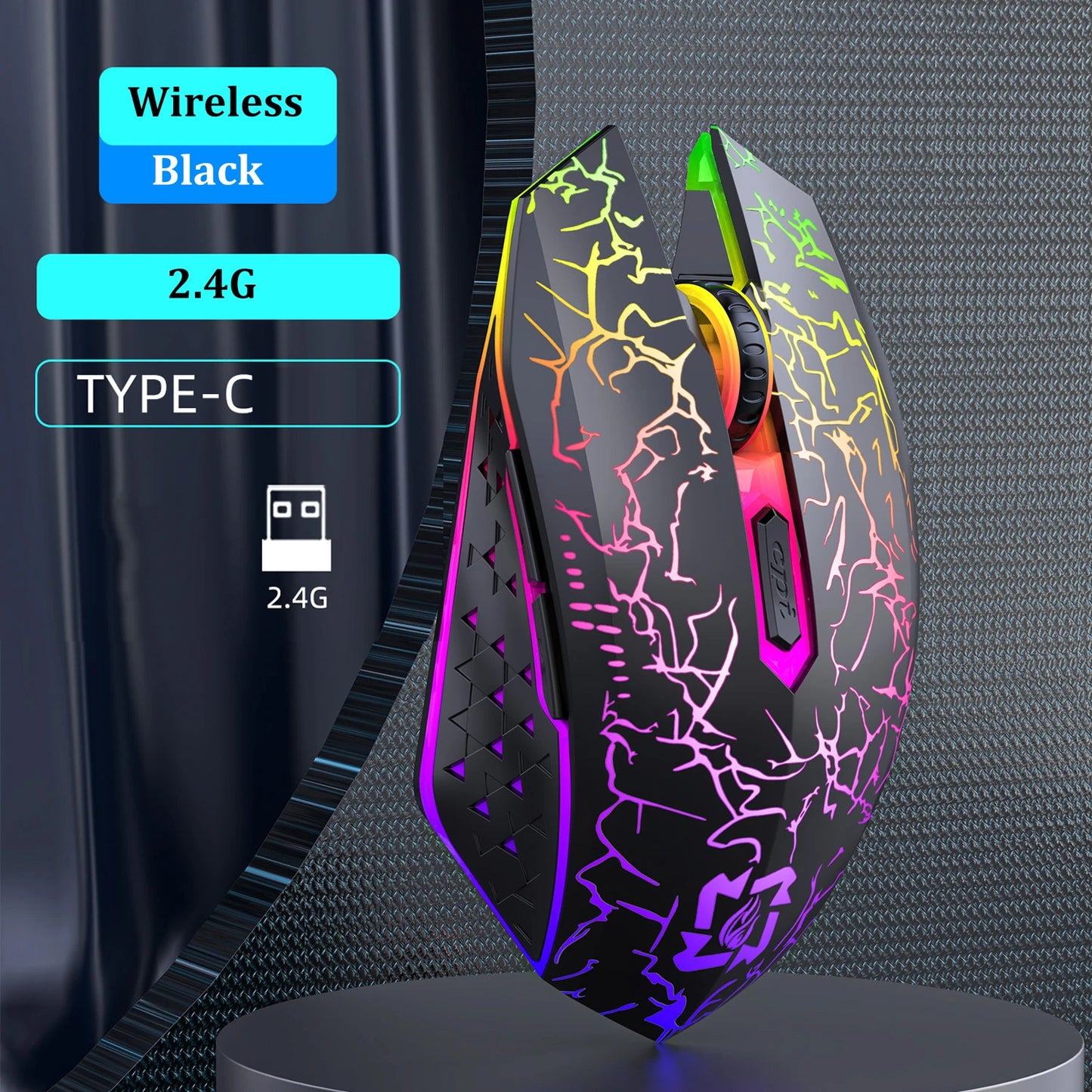 Gaming Computer Mouse #7 - Bluetooth 5.2, RGB, 2.4G Wireless Mouse, Dual-Mode, 6 Buttons, For MacBook Tablet Laptops or Computer