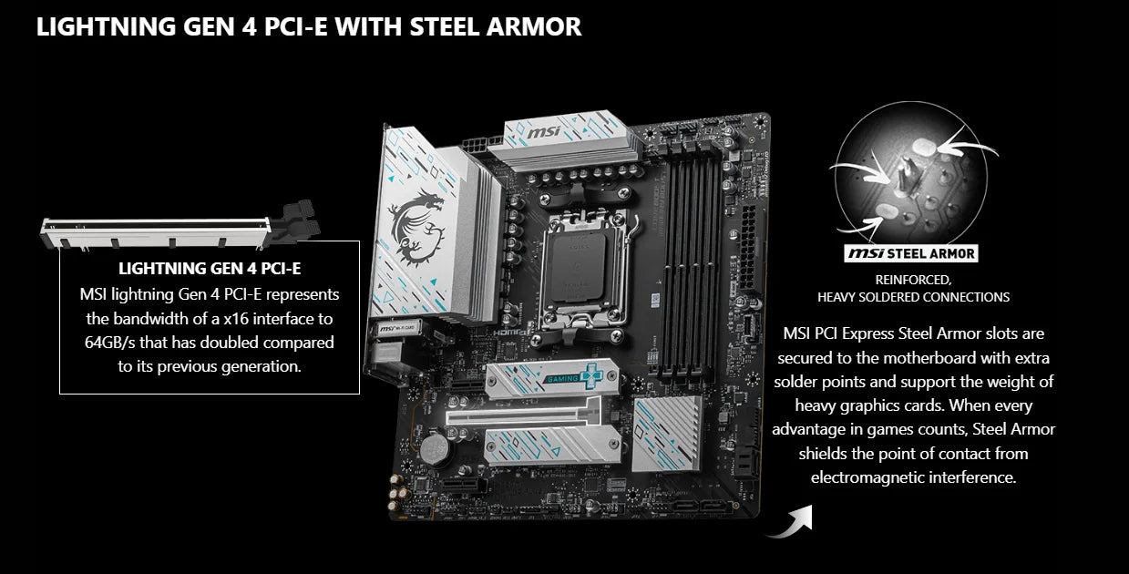 [NEW] MSI B650M GAMING PLUS WIFI - AMD B650 Supports DDR5 7200+MHz (OC) 192GB AMD Ryzen ™ 7000 8000 Series Motherboard Socket AM5