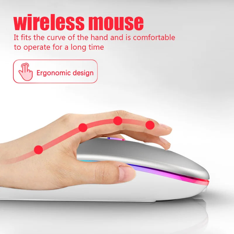 Gaming Computer Mouse #4 - Wireless, For Laptop or PC, Bluetooth, LED Backlit, Ergonomic, Rechargeable