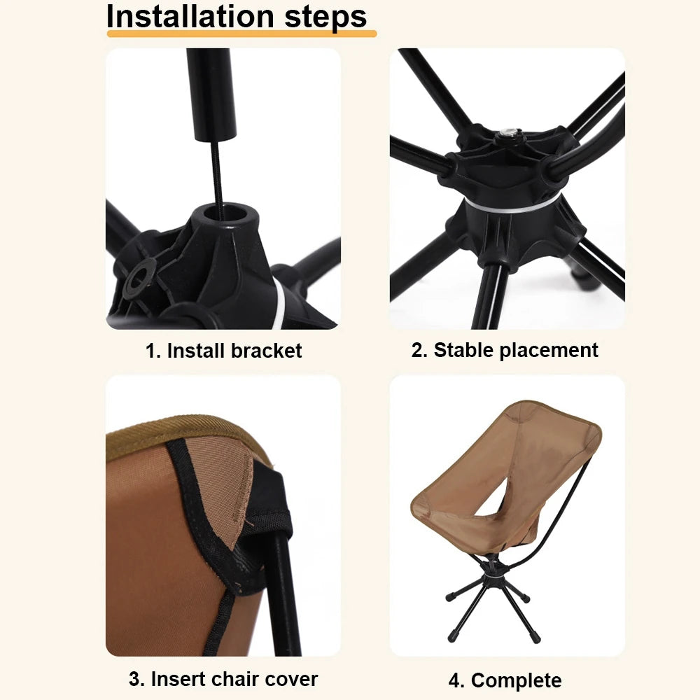 * Folding Chairs - Lightweight Rotatable Swivel Chair for Gaming, Camping, Beach, Fishing, Chairs with Carry Bag for Picnic Hiking
