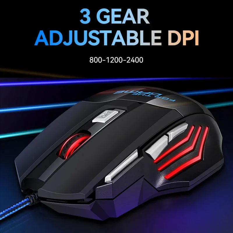 Gaming Computer Mouse #8 - USB Wired, 7 Button, Backlit Ergonomic, Backlight Adjustable