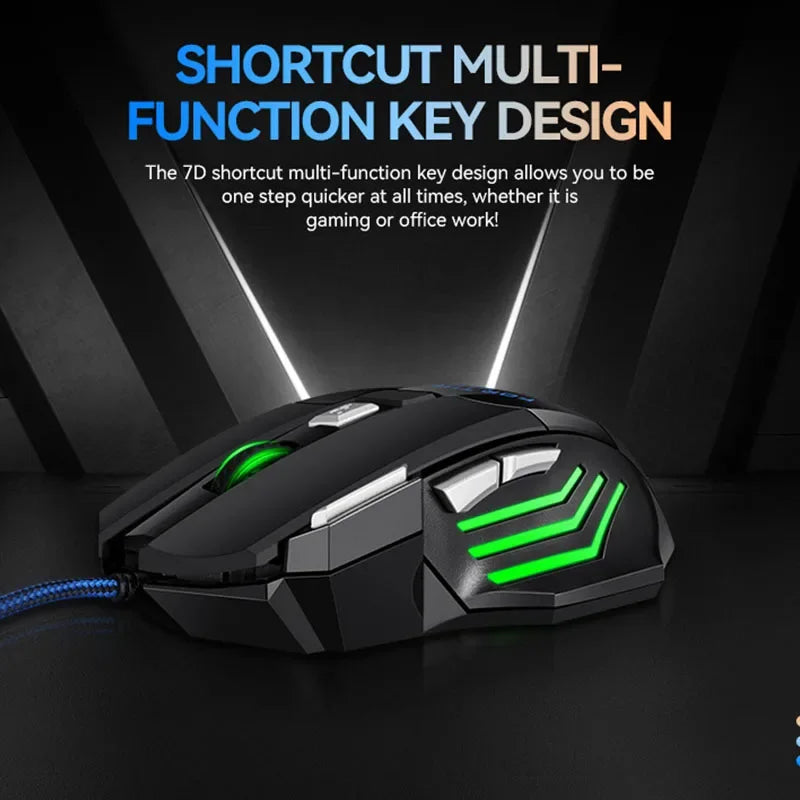 Gaming Computer Mouse #8 - USB Wired, 7 Button, Backlit Ergonomic, Backlight Adjustable