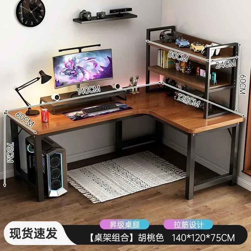 Modern Corner Computer Table - Desk, Home, Double Gaming Desk for Office, Designer L-shaped, Office Computer Desk with Bookshelf Furniture