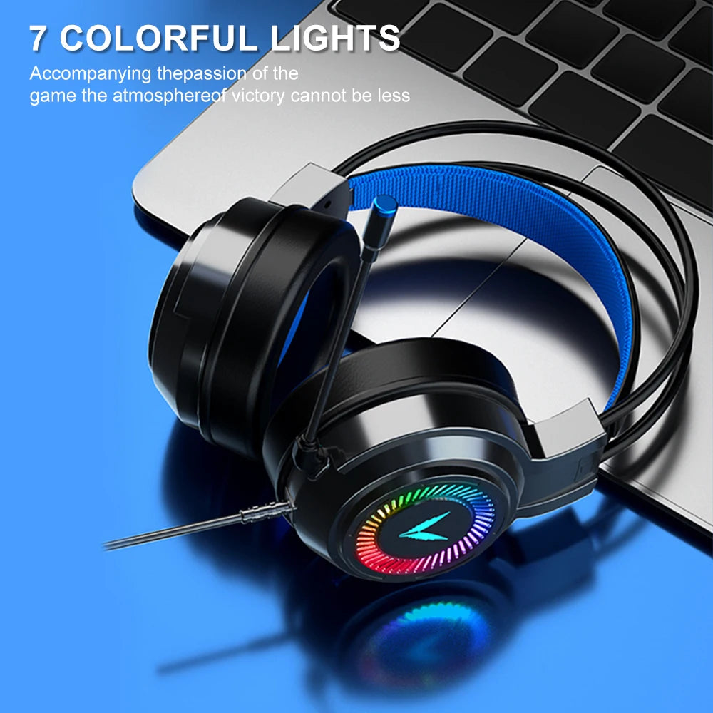 * Gaming Headset Noise Canceling Microphone - E-Sports Gaming Headphones, 7.1 Stereo Surround Sound, Wired, Headphones for PS5, Xbox One, Movie, Music