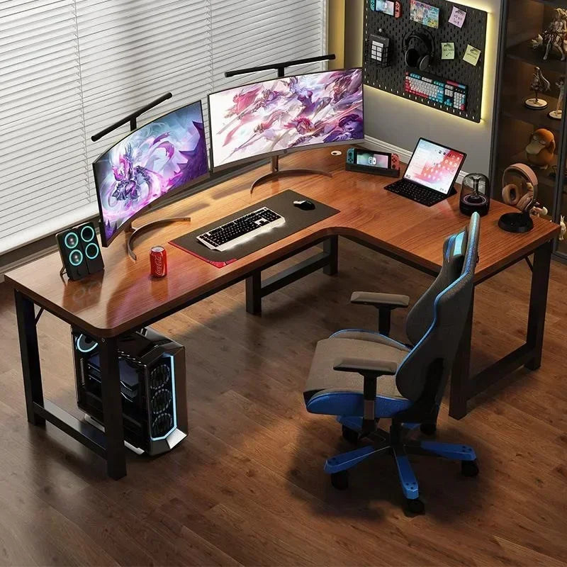 Modern Corner Computer Table - Desk, Home, Double Gaming Desk for Office, Designer L-shaped, Office Computer Desk with Bookshelf Furniture