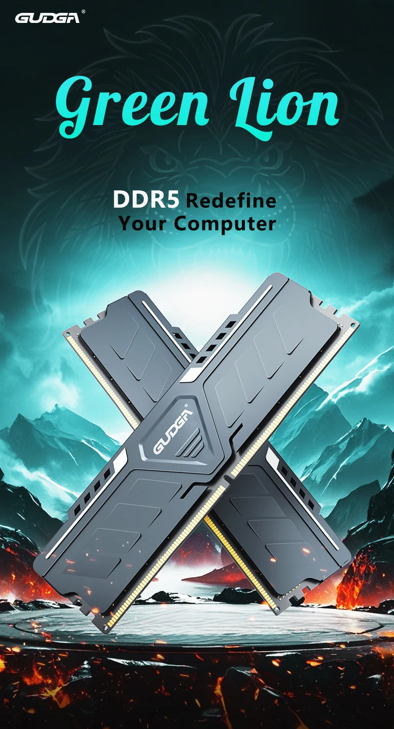 * GUDGA Memoria Ram DDR5 - 8GB/16GB/32GB 4800MHz 5600Mhz 6000Mhz 6400Mhz 6800Mhz  CL34/38/46/40 Desktop Computer Dimm Memory