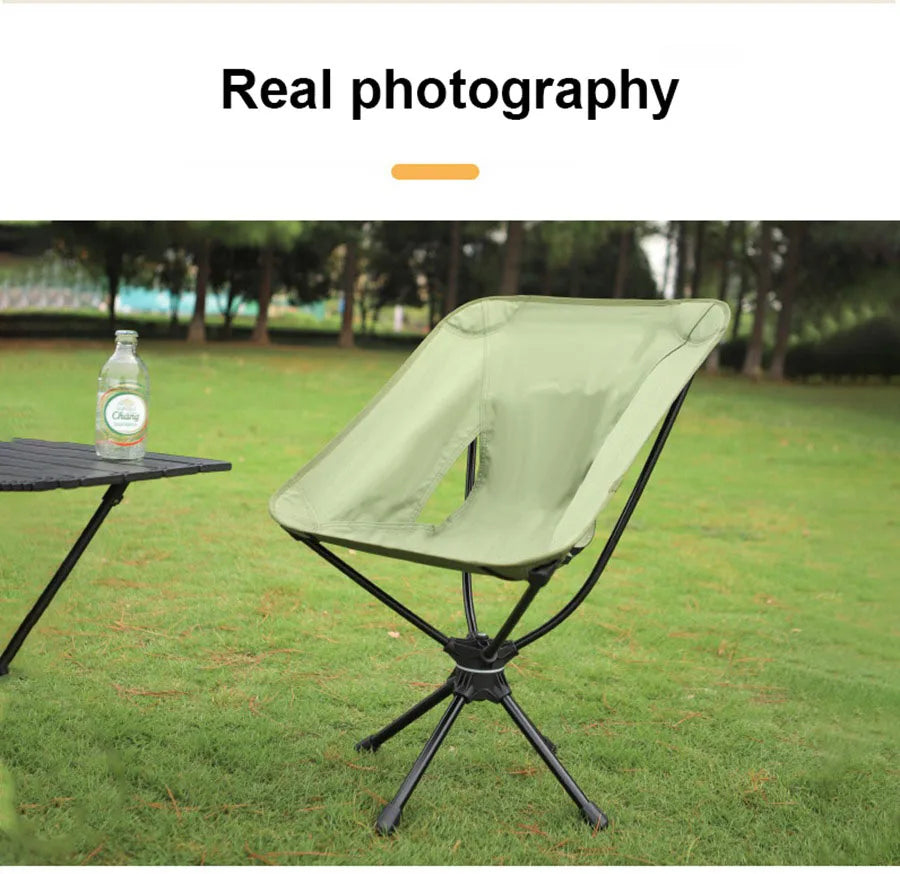 * Folding Chairs - Lightweight Rotatable Swivel Chair for Gaming, Camping, Beach, Fishing, Chairs with Carry Bag for Picnic Hiking
