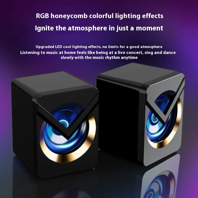 Computer Speakers - High Quality, Stereo Sound, Small Stereo, Subwoofer, Wired Speaker with RGB Light, Home, Office
