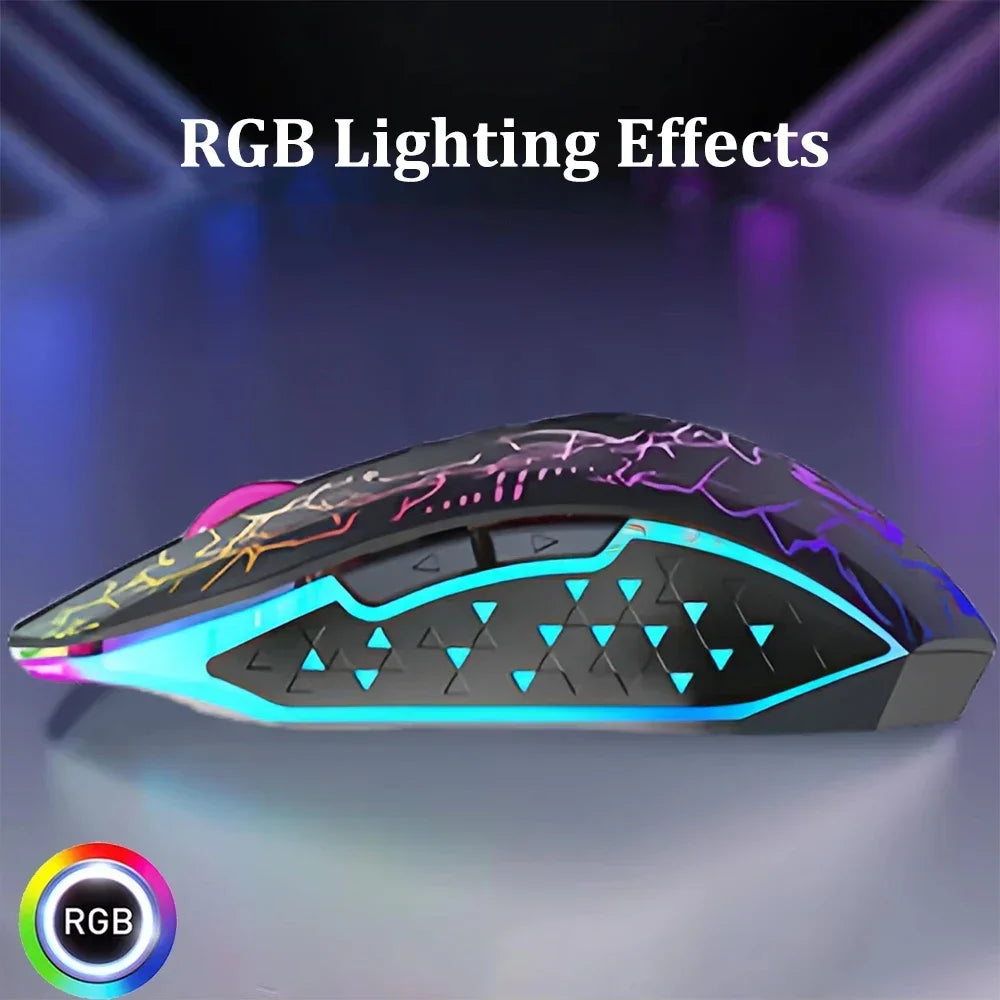 Gaming Computer Mouse #7 - Bluetooth 5.2, RGB, 2.4G Wireless Mouse, Dual-Mode, 6 Buttons, For MacBook Tablet Laptops or Computer
