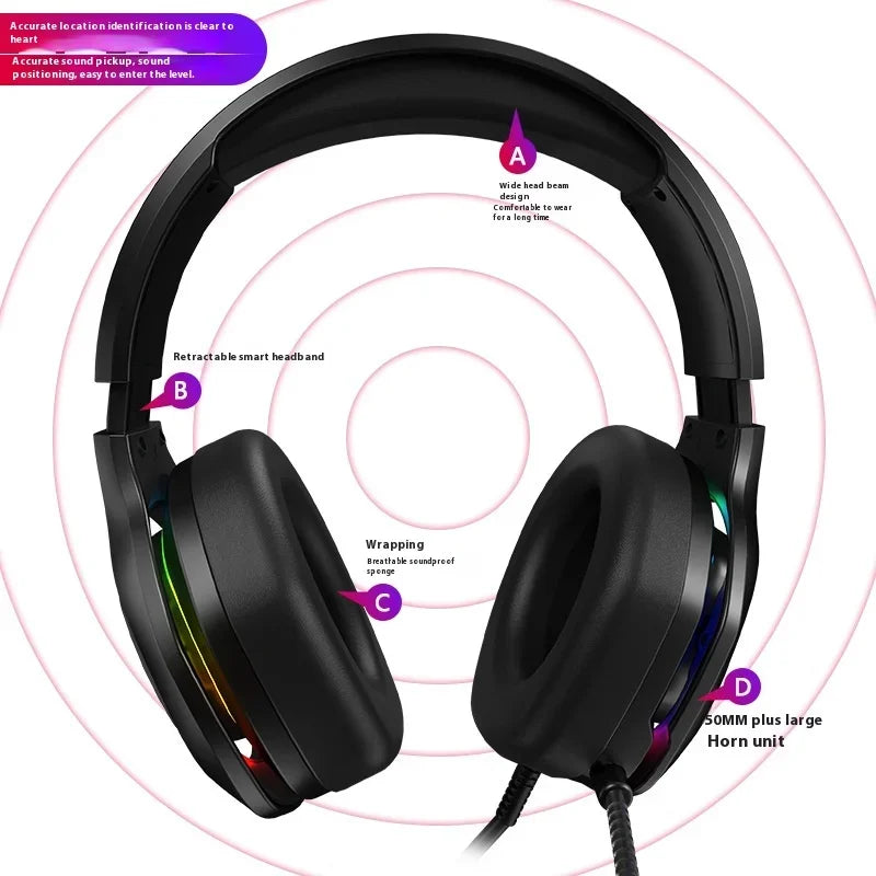 * Gaming Headphones with Microphone - For PC/PS4/PS5, EKSA E1000, 7.1 Surround, RGB Gaming Headset, USB Wired Headphones With Noise Cancelling Microphone
