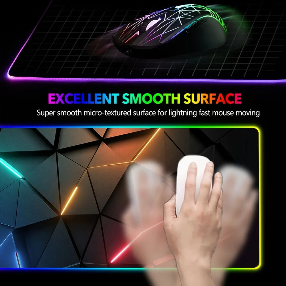 * Gaming Mouse Pad #3 - with RGB Lighting, Featuring Various Geometric Line Patterns, Equipped with Button Controls for Light Modes.