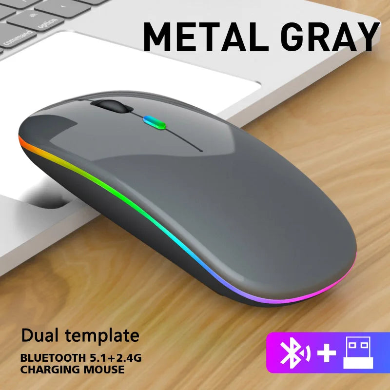 Gaming Computer Mouse #4 - Wireless, For Laptop or PC, Bluetooth, LED Backlit, Ergonomic, Rechargeable