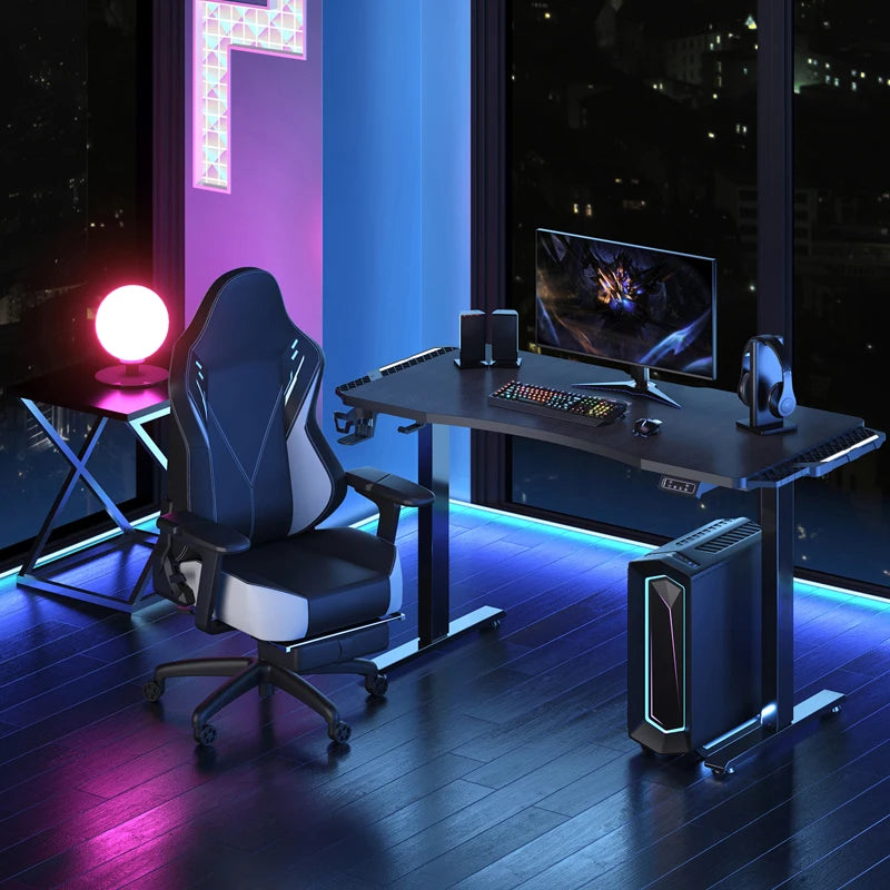 * Gaming Table - Gaming Computer Desk, Racing Style, Office Table Gamer, Pc Workstation, Gaming Desk with CPU Stand