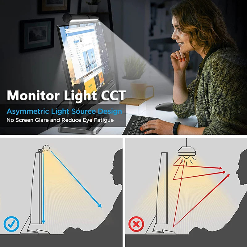 Computer Monitor Light - Screen Hanging Light 30CM CCT Touch Dimmable Monitor Notebook Computer LED Monitor Light for Computer Study LED Table Lamp