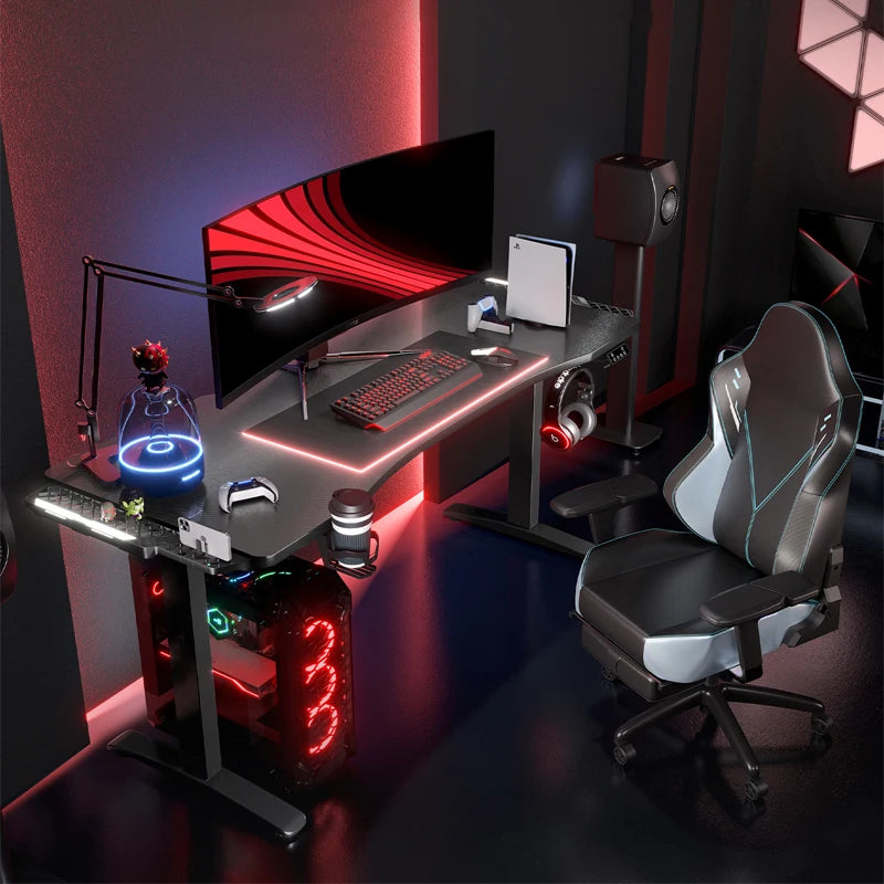 * Gaming Table - Gaming Computer Desk, Racing Style, Office Table Gamer, Pc Workstation, Gaming Desk with CPU Stand