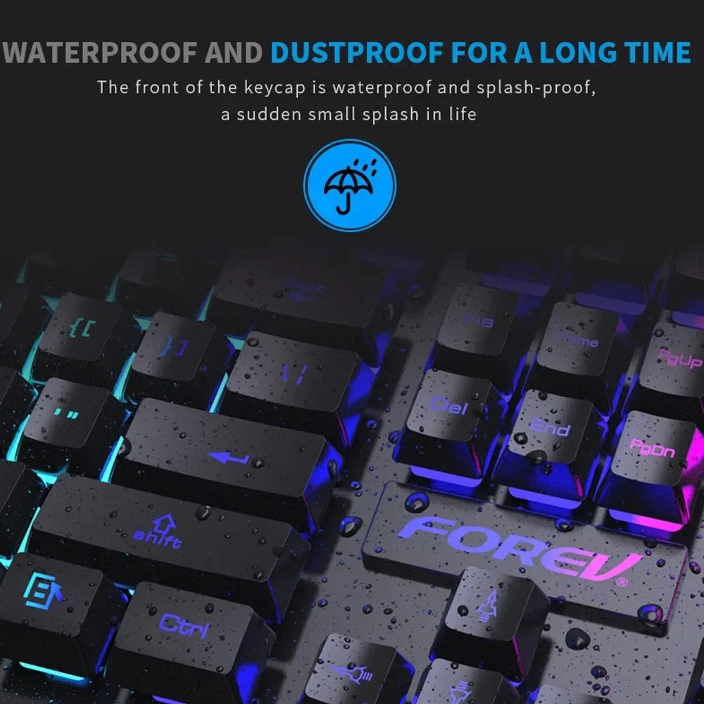 * Gaming Keyboard with Gaming Mouse - 104 Key Backlit Mechanical Keyboard, Wired Gaming Keyboard, Waterproof, Luminous Keyboard And Mouse Set for Gamer PC, Laptop, Office