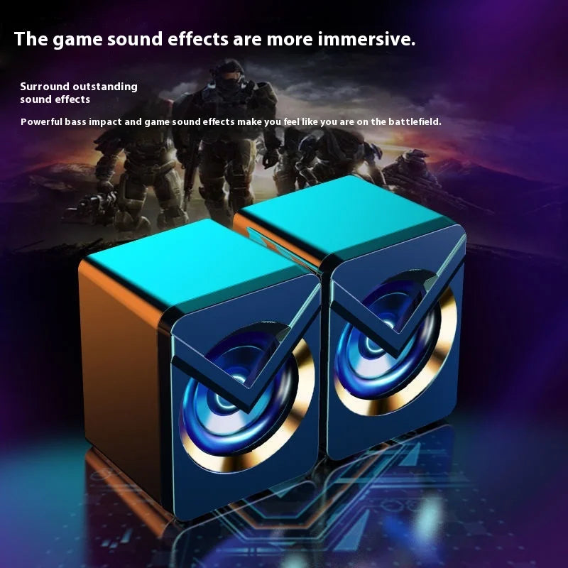 Computer Speakers - High Quality, Stereo Sound, Small Stereo, Subwoofer, Wired Speaker with RGB Light, Home, Office