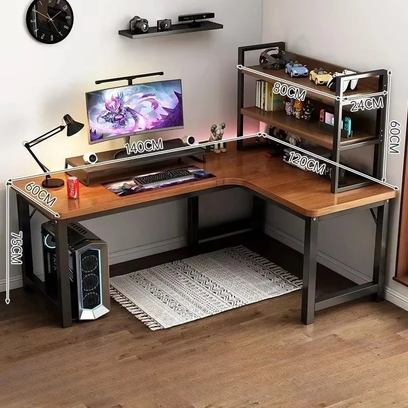 Modern Corner Computer Table - Desk, Home, Double Gaming Desk for Office, Designer L-shaped, Office Computer Desk with Bookshelf Furniture