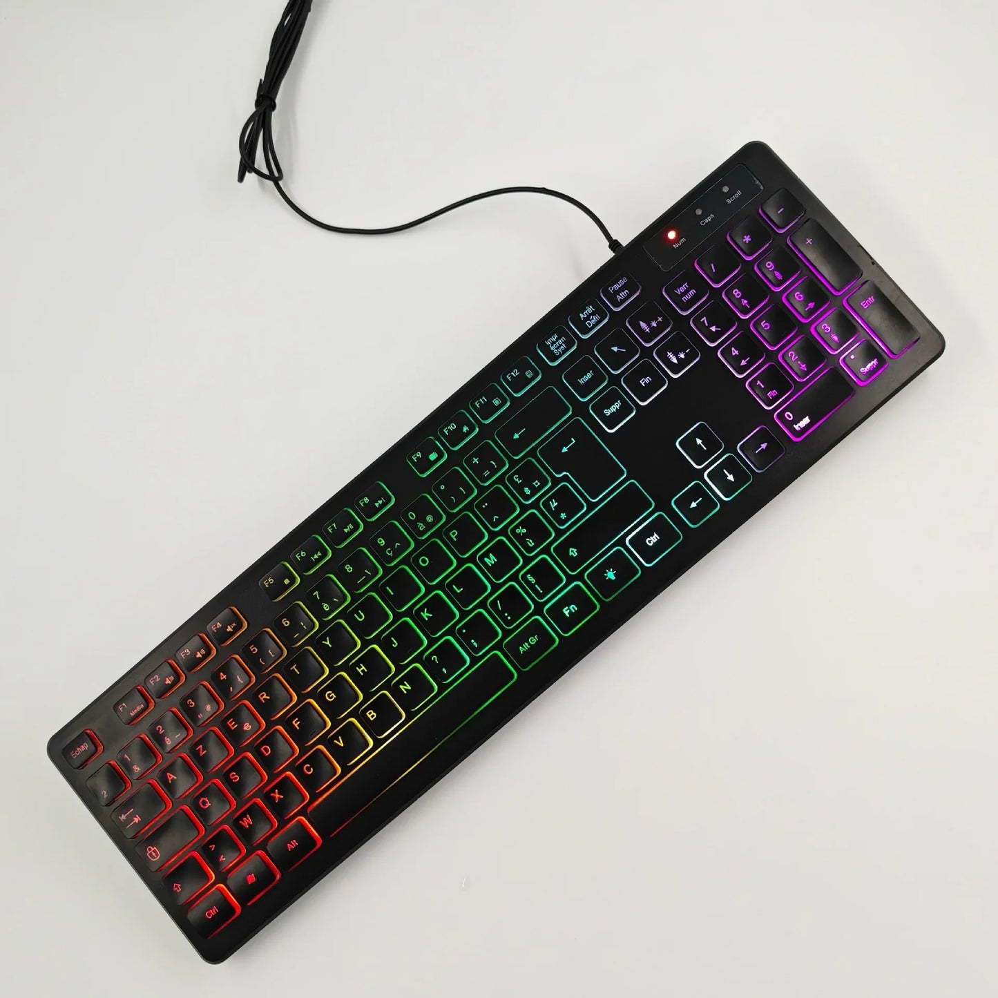 * Gaming Computer Keyboard - Light Backlit RGB, Mute Wired Keyboard, USB, Office, Home, Available in German, Russian, Arabic, Spanish, English and French