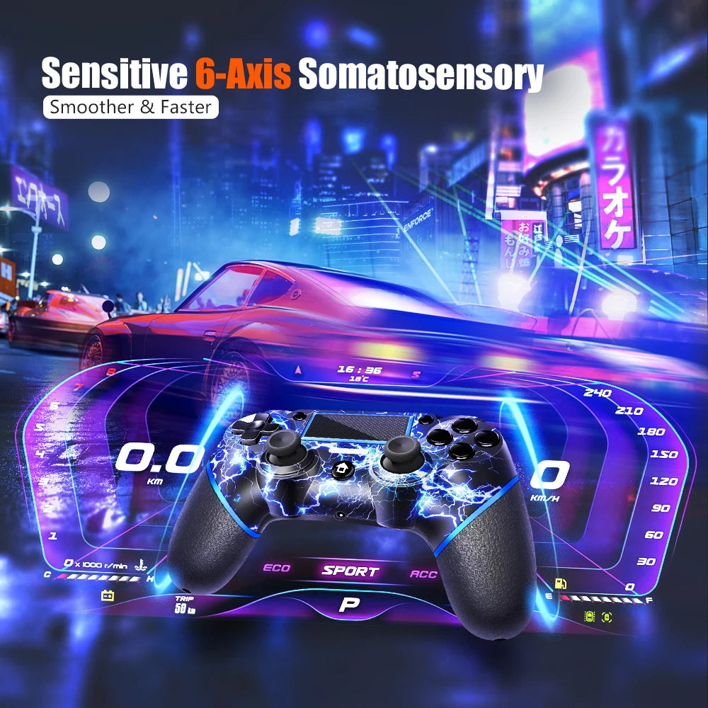 PS4 Wireless Controller - AceGamer Wireless Gamepad for PS4 Controller,with USB C Cable/Double Motors/6-Axis Gyro/3.5mm Audio Jack/Touch Pad Function