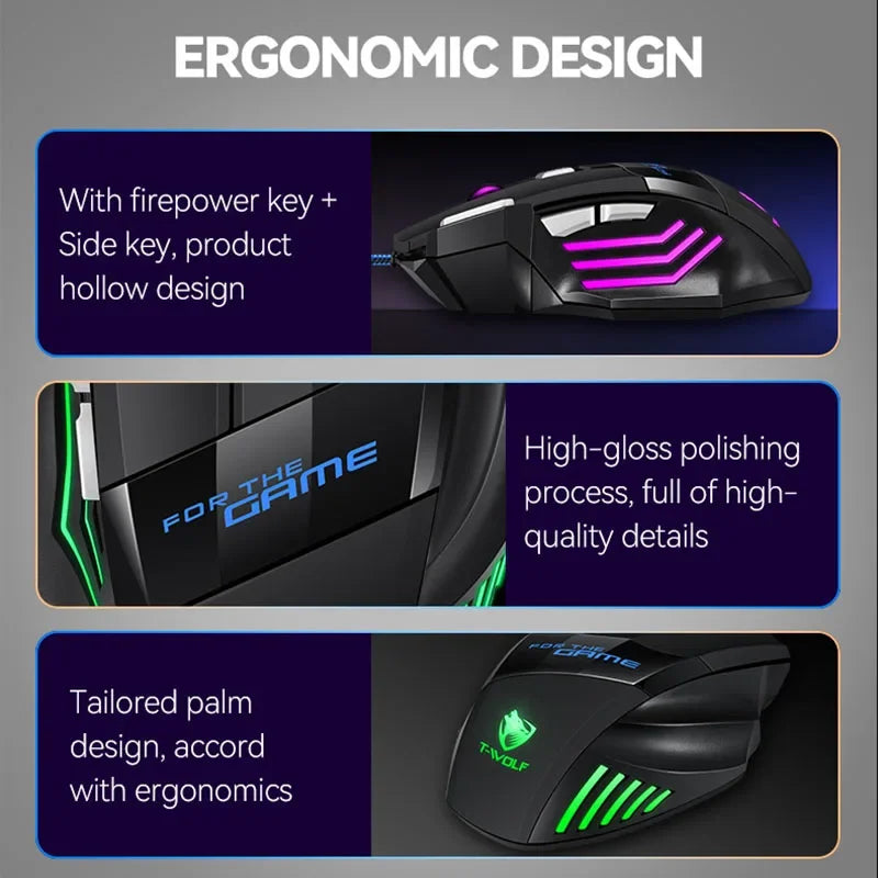 Gaming Computer Mouse #8 - USB Wired, 7 Button, Backlit Ergonomic, Backlight Adjustable