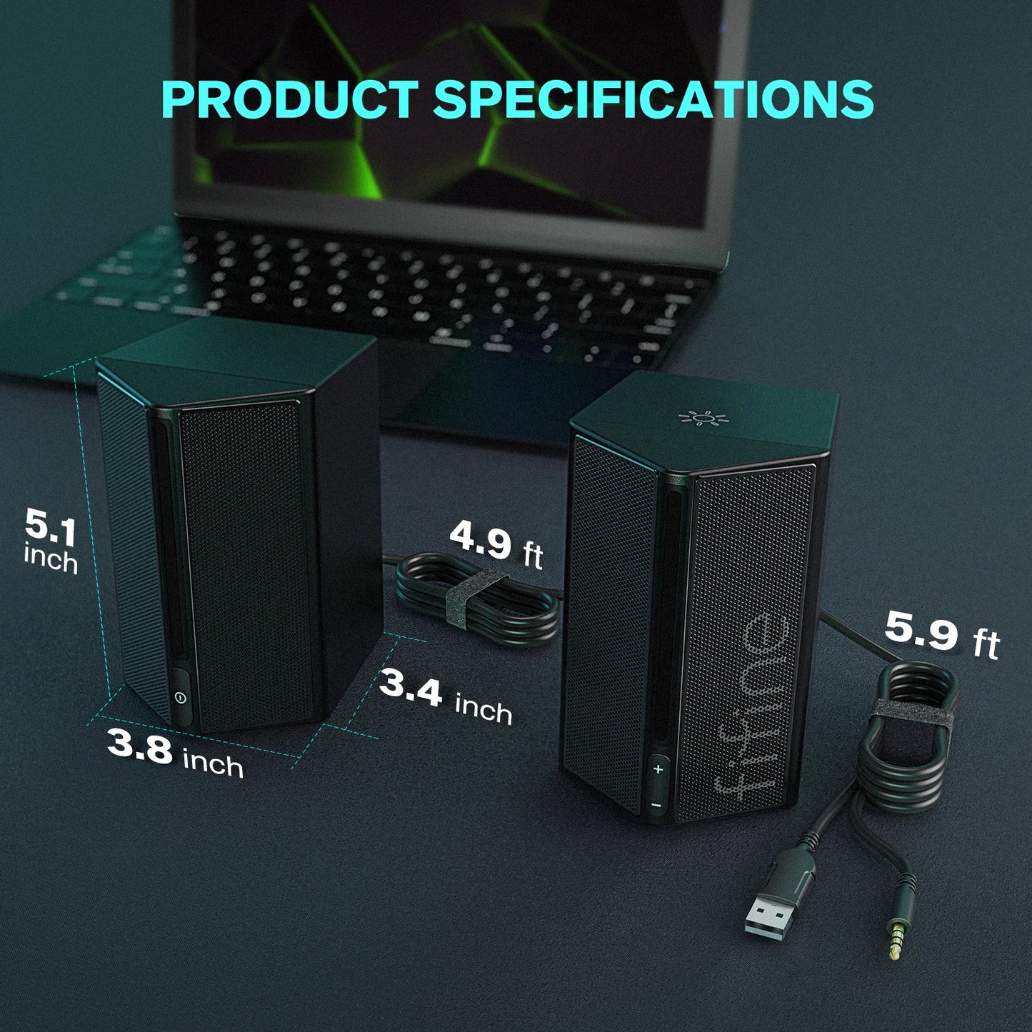 * Gaming Computer Speakers - FIFINE Sound Box with Stereo Surround Sound, USB RGB Speaker with Vol Control for PC, Laptop, PS4/5, TV