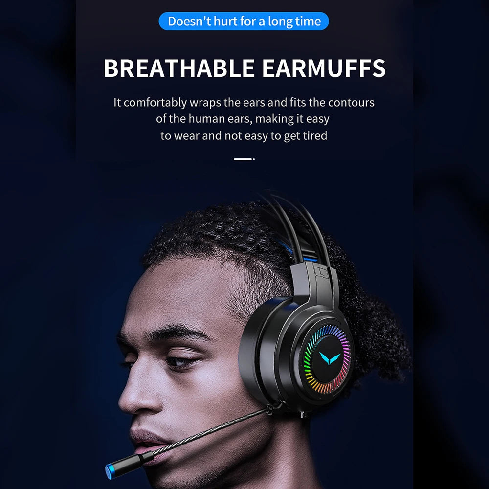* Gaming Headset Noise Canceling Microphone - E-Sports Gaming Headphones, 7.1 Stereo Surround Sound, Wired, Headphones for PS5, Xbox One, Movie, Music