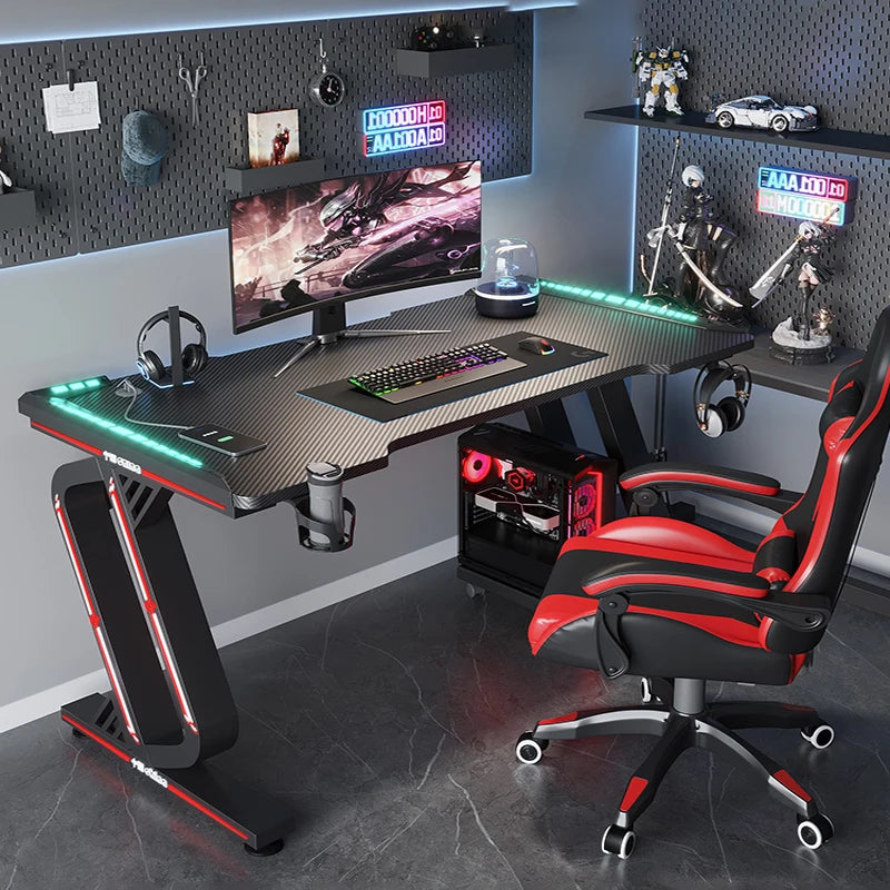 * Gaming Table - Gaming Computer Desk, Racing Style, Office Table Gamer, Pc Workstation, Gaming Desk with CPU Stand
