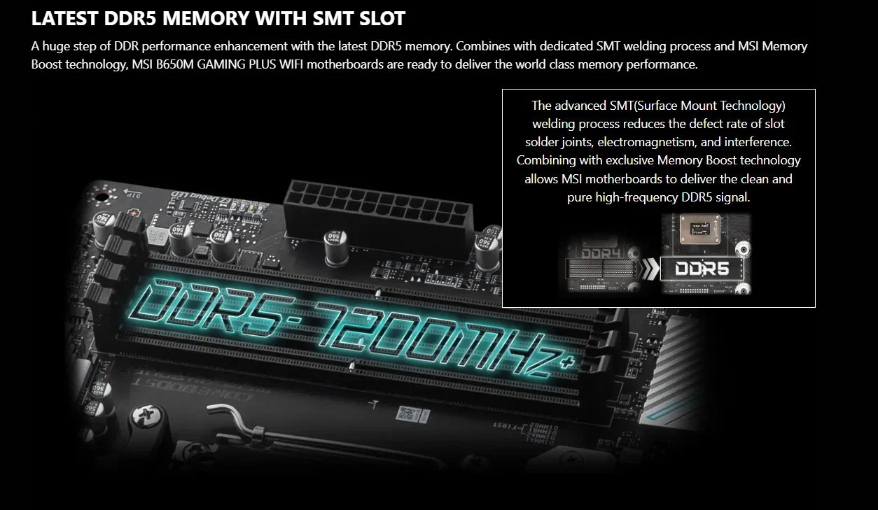 [NEW] MSI B650M GAMING PLUS WIFI - AMD B650 Supports DDR5 7200+MHz (OC) 192GB AMD Ryzen ™ 7000 8000 Series Motherboard Socket AM5