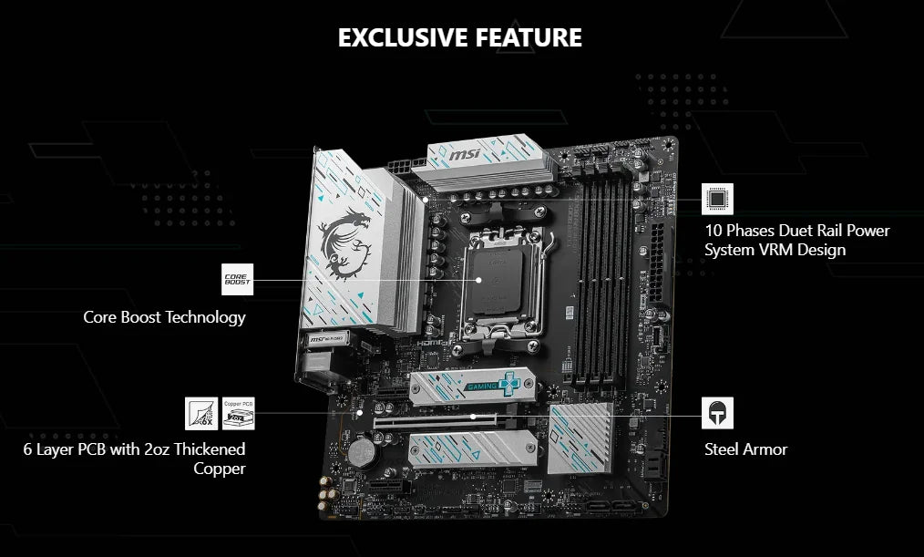 [NEW] MSI B650M GAMING PLUS WIFI - AMD B650 Supports DDR5 7200+MHz (OC) 192GB AMD Ryzen ™ 7000 8000 Series Motherboard Socket AM5