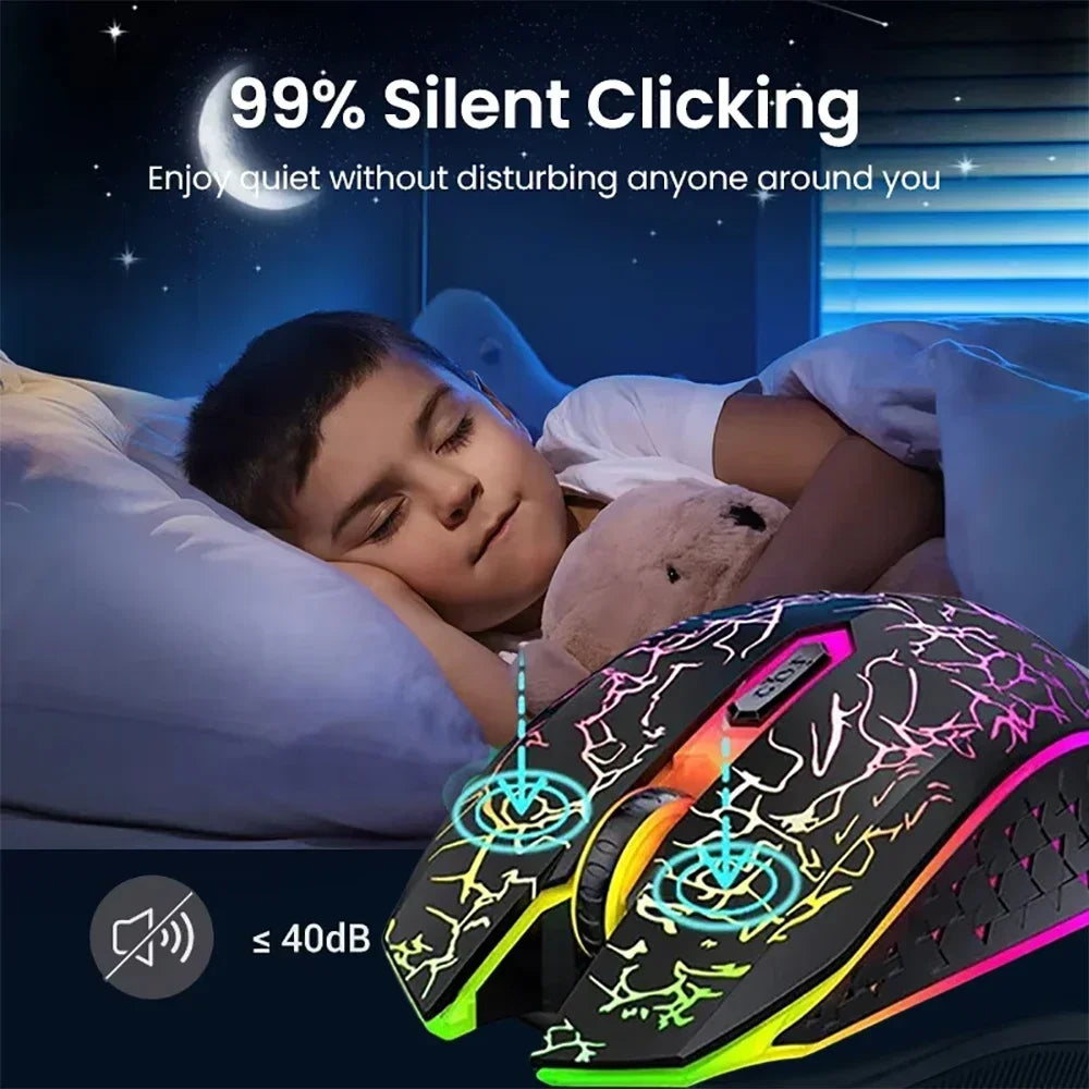 Gaming Computer Mouse #7 - Bluetooth 5.2, RGB, 2.4G Wireless Mouse, Dual-Mode, 6 Buttons, For MacBook Tablet Laptops or Computer