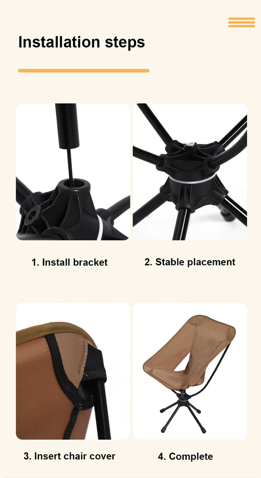 * Folding Chairs - Lightweight Rotatable Swivel Chair for Gaming, Camping, Beach, Fishing, Chairs with Carry Bag for Picnic Hiking