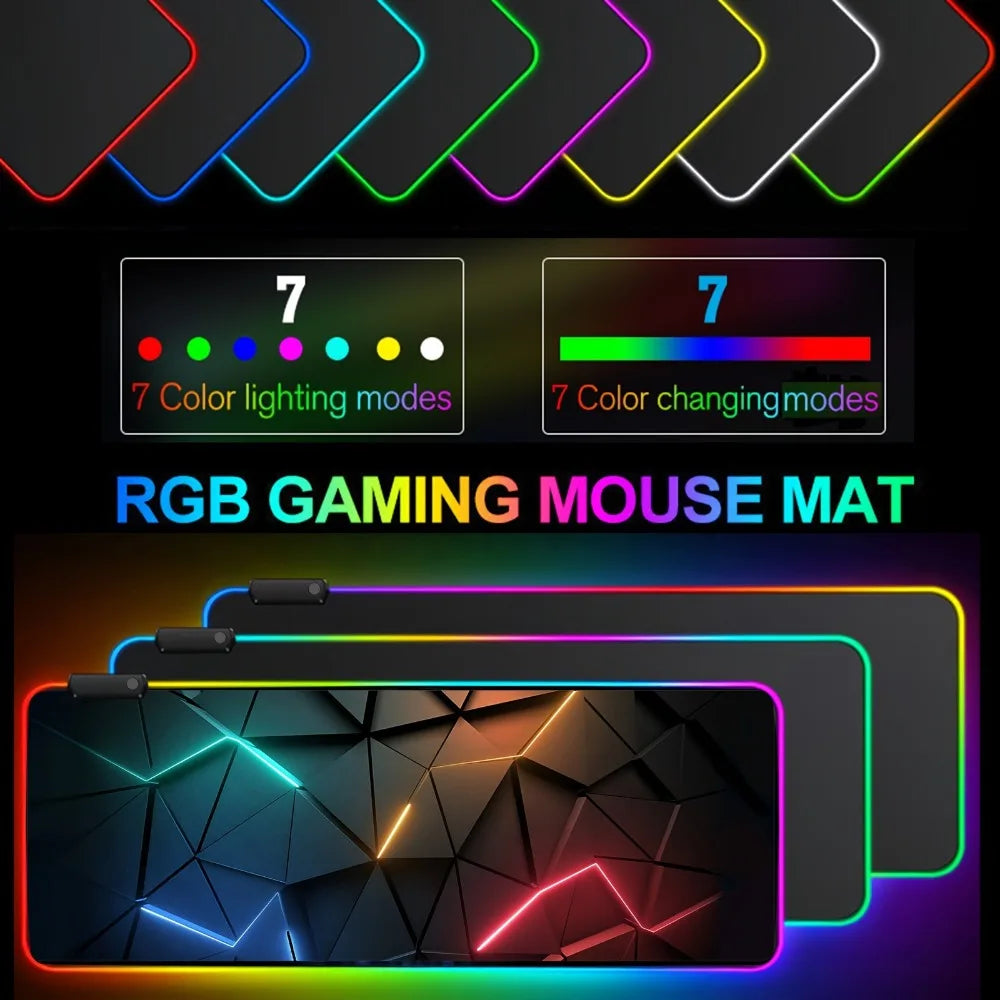 * Gaming Mouse Pad #3 - with RGB Lighting, Featuring Various Geometric Line Patterns, Equipped with Button Controls for Light Modes.