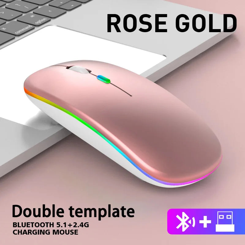Gaming Computer Mouse #4 - Wireless, For Laptop or PC, Bluetooth, LED Backlit, Ergonomic, Rechargeable